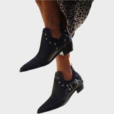 Star | Pointed Leather Ankle Boots