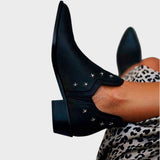 Star | Pointed Leather Ankle Boots