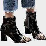 Diva | Patent Leather Boots with Leopard Print