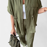 Lani Relaxed Cotton and Linen Shirt and Pants Set