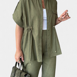 Lani Relaxed Cotton and Linen Shirt and Pants Set