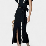 Fabiana Elegant Ruffled Top with Contrast Stitching