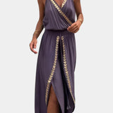Donatila Unique Jumpsuit with Golden Details and Open Leg