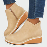 Rebeca - Black Orthopedic Leather Ankle Boots with Wedge
