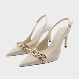 Valéria | Metallic Heels with Chain