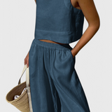 Avelina Minimalist Set in Lightweight Cotton and Linen