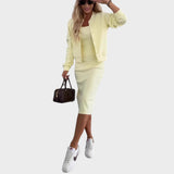 Karin | Ribbed Midi Dress and Bomber Jacket Set