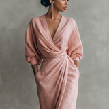 Maxi Linen Dress with V-Neck