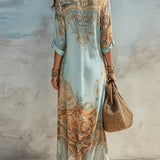 Mara | Printed Shirt Maxi Dress with Flowing Fit