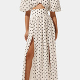 Sherine Polka Dot Skirt and Top Set with Puff Sleeves