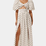 Sherine Polka Dot Skirt and Top Set with Puff Sleeves