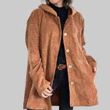 Adriana | Casual Velvet Hooded Jacket for the Fall Season