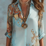 Mara | Printed Shirt Maxi Dress with Flowing Fit