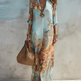 Mara | Printed Shirt Maxi Dress with Flowing Fit