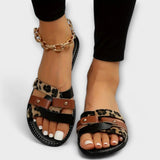 Leopard Cross-Strap Sandal