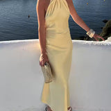 Satin Dress with Open Back