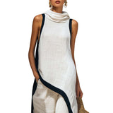 Daniela | Linen Wide-Leg Co-Ord Set with Contrast Trim