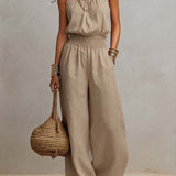 Ainara | Halter-Neck Wide-Leg Jumpsuit with Shirred Waist