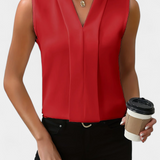Nele Sleeveless Blouse with V-Neck and Flowing Cut