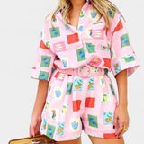 Mariluz Shirt and Shorts Set with Pink Print
