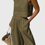 Avelina Minimalist Set in Lightweight Cotton and Linen