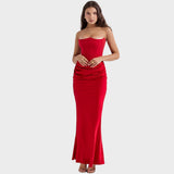 Flora - Satin Dress with Built-in Top