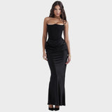 Flora - Satin Dress with Built-in Top