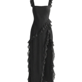 Maxi Dress with Slit and Ruffles