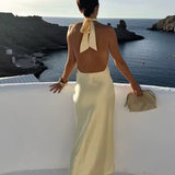 Satin Dress with Open Back