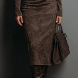 Lorena - Long Brown Midi Dress