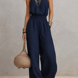Ainara | Halter-Neck Wide-Leg Jumpsuit with Shirred Waist