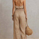 Ainara | Halter-Neck Wide-Leg Jumpsuit with Shirred Waist