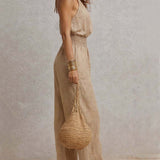 Ainara | Halter-Neck Wide-Leg Jumpsuit with Shirred Waist