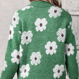 Violet | Floral Cable-Knit Zip Collar Jumper