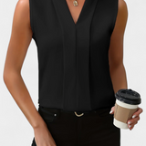 Nele Sleeveless Blouse with V-Neck and Flowing Cut