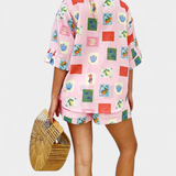 Mariluz Shirt and Shorts Set with Pink Print