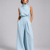 Salma | High-Neck Wide-Leg Summer Co-Ord Set