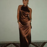 Satin Dress with Open Back
