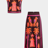 Sloan Cropped Top and Skirt Set Coconut Palm
