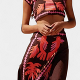 Sloan Cropped Top and Skirt Set Coconut Palm