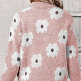 Violet | Floral Cable-Knit Zip Collar Jumper