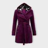 Carmen - Elegant coat with hood and belt
