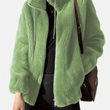 Alya – Soft Fur Jacket with Zipper
