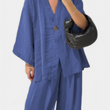 Eli Oversized Set with V-Neck Top and Straight Pants