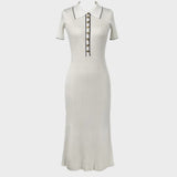 Lídia – Knit Dress with V-Neck and Buttons