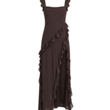 Maxi Dress with Slit and Ruffles
