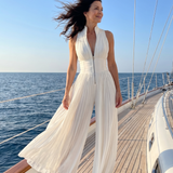 Aitana | Pleated Halter-Neck Jumpsuit with Defined Waist