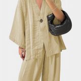 Eli Oversized Set with V-Neck Top and Straight Pants