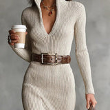 Julieta | Long Sleeve Midi Dress with Belt