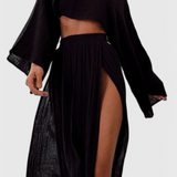 Martha Two-Piece Set with High-Slit Skirt
